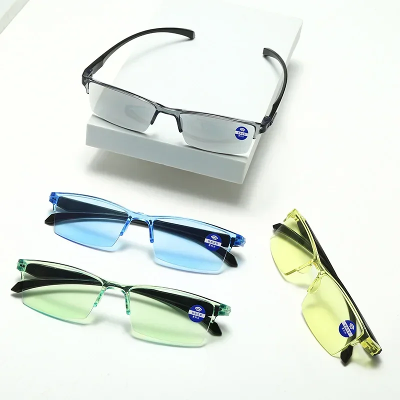 Automatic Adjustment of Degree Rimless Reading Glasses Anti Blue Light Bifocal Far Near Magnification Eyewear Presbyopic Glasses - Image 2