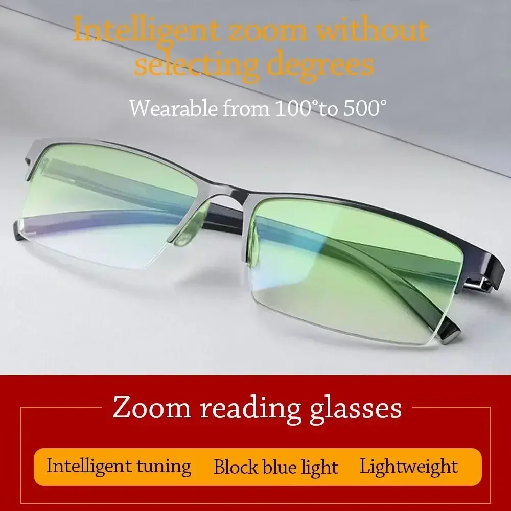 Automatic Adjustment of Degree Rimless Reading Glasses Anti Blue Light Bifocal Far Near Magnification Eyewear Presbyopic Glasses - Image 5
