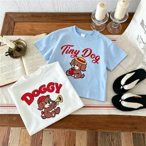Baby Boys And Girls Summer T-shirt Tops Crewneck Short Sleeved Kids Tees Boutique Fashion Children's Clothes T Shirts 1-7 Age