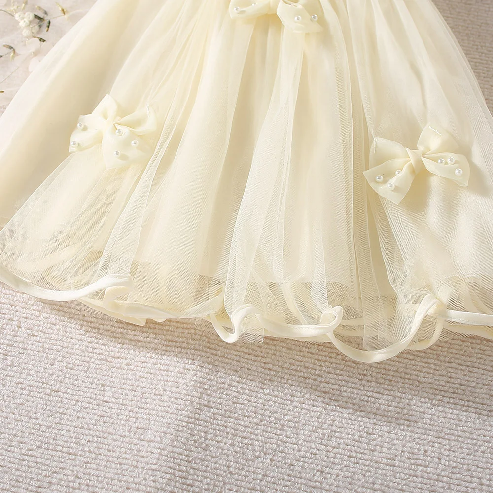 Baby Girl Clothing Summer Bow Solid Color Puffy Girl Kid's Dress Cute Birthday Celebration Baby Dresses Kid's Princess Dresses - Image 6