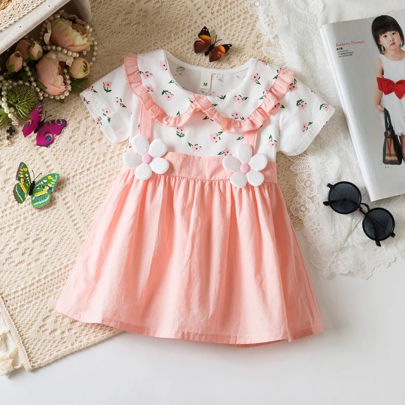 Baby Girl Dress Summer Full Print Flower Short Sleeve Girl Dress Cute Beach Baby Dress Baby Girl Clothing - Image 2