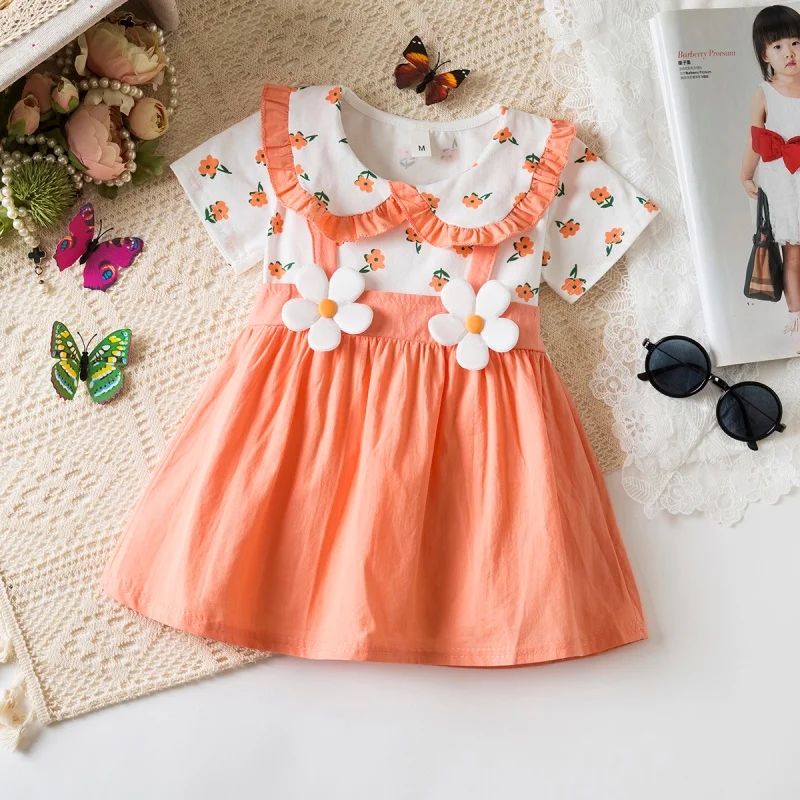 Baby Girl Dress Summer Full Print Flower Short Sleeve Girl Dress Cute Beach Baby Dress Baby Girl Clothing - Image 3