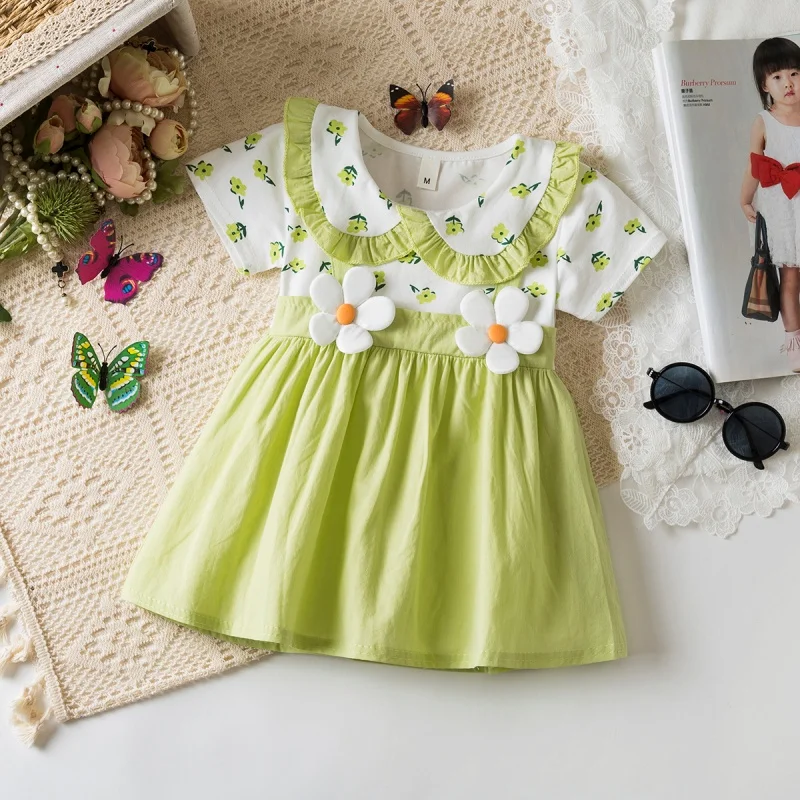 Baby Girl Dress Summer Full Print Flower Short Sleeve Girl Dress Cute Beach Baby Dress Baby Girl Clothing - Image 4