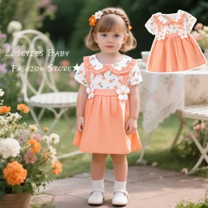 Baby Girl Dress Summer Full Print Flower Short Sleeve Girl Dress Cute Beach Baby Dress Baby Girl Clothing