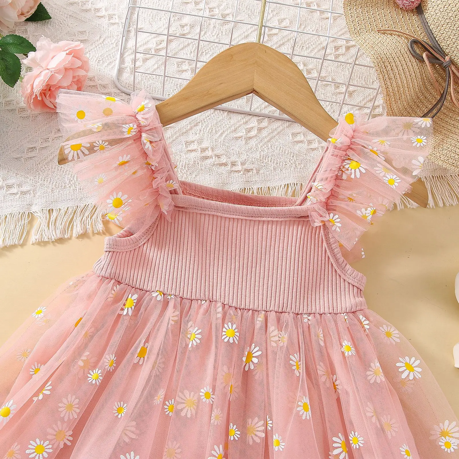Baby Girl Dress Summer Girl Daisy Mesh Princess Dress Cute Girl Birthday Party Dress - Image 3