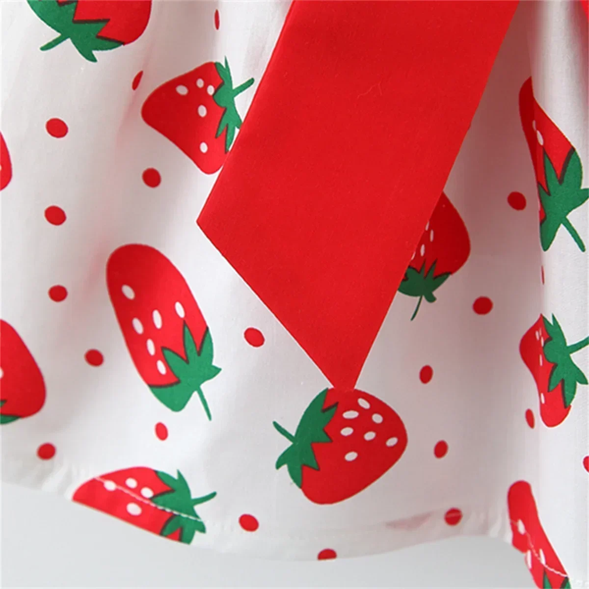 Baby Girl Dress Summer Strawberry Print Strapless Girl Dress Cute Bow Baby Beach Dress With Hat Baby Girl Clothes - Image 5