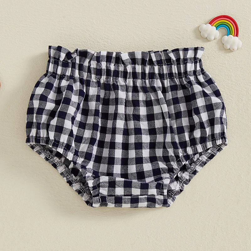 Baby Girl Summer Plaid Shorts Frill Ruffled Elastic Waist Triangle Short Pants for Baby Clothing - Image 2