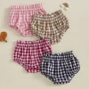 Baby Girl Summer Plaid Shorts Frill Ruffled Elastic Waist Triangle Short Pants for Baby Clothing
