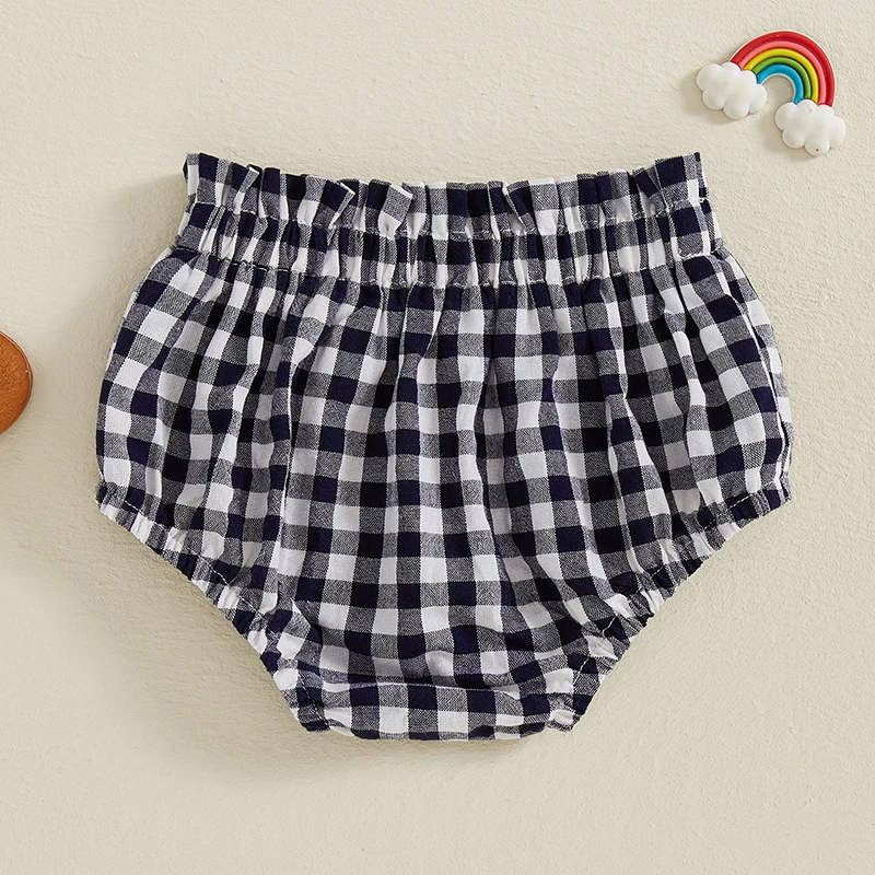 Baby Girl Summer Plaid Shorts Frill Ruffled Elastic Waist Triangle Short Pants for Baby Clothing - Image 3