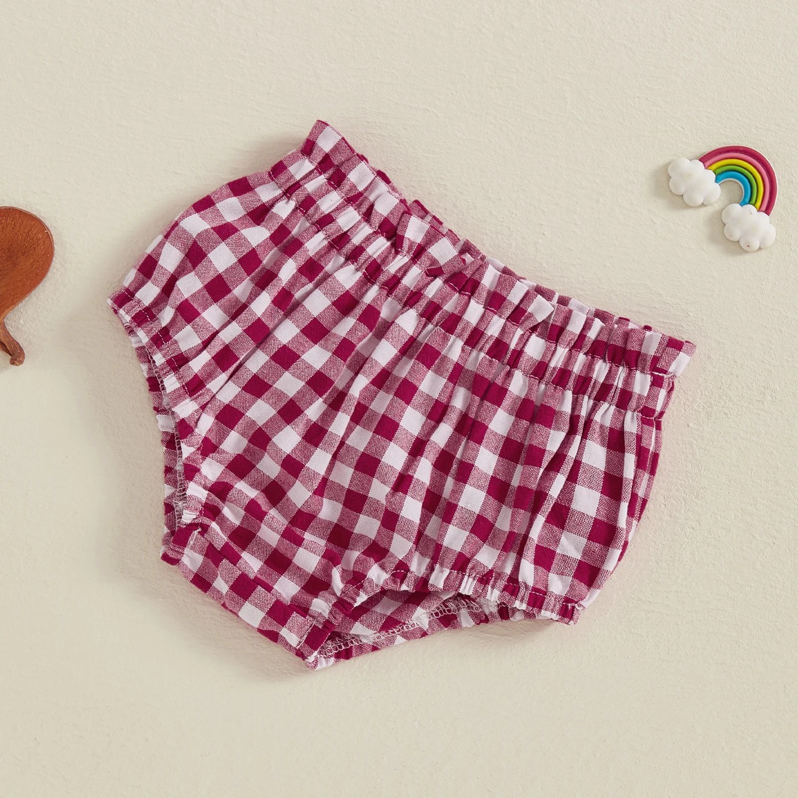 Baby Girl Summer Plaid Shorts Frill Ruffled Elastic Waist Triangle Short Pants for Baby Clothing - Image 5