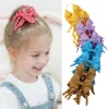 Baby Girls Back To School Ribbon Curly Hair Bow with Ties Rope Elastic Hairbands Kids Ponytail Holder Bowknot Hair Accessories