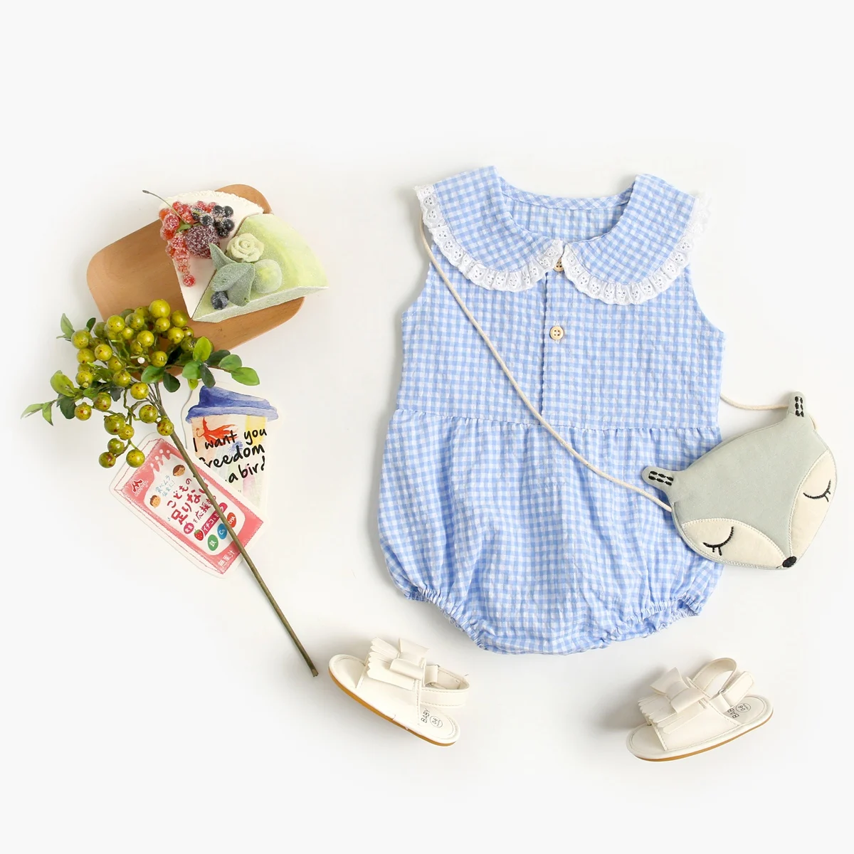 Baby Girls Bodysuits Sleeveless Princess Summer Cotton Cute Plaid Clothing - Image 3