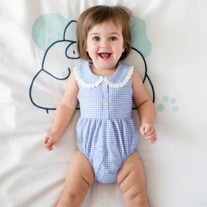 Baby Girls Bodysuits Sleeveless Princess Summer Cotton Cute Plaid Clothing