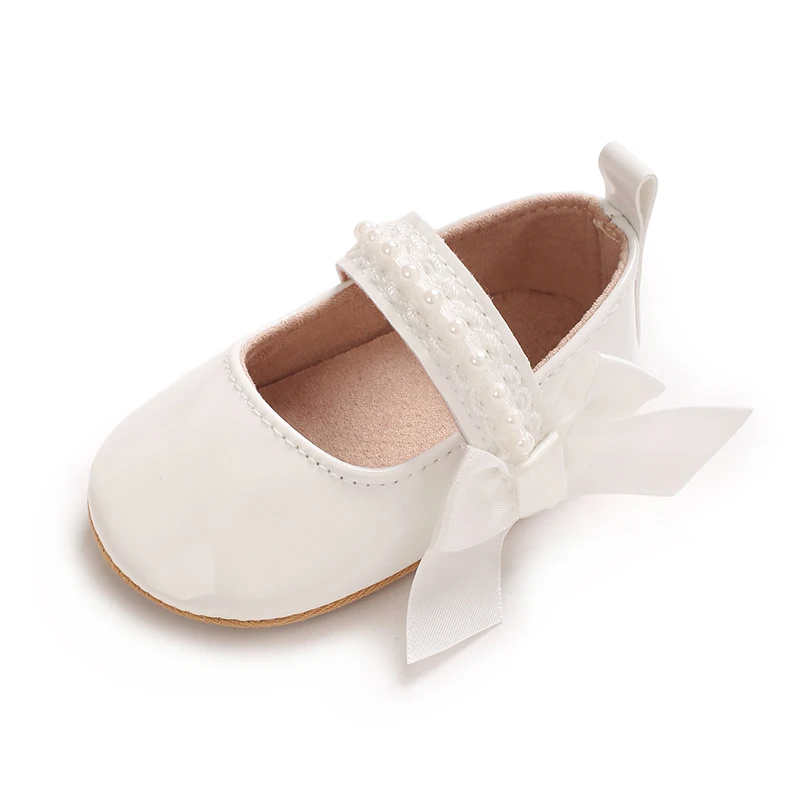 Baby Girls Pearl Bow Princess Mary Jane Shoes、0-18M Infant Pre-Walker Shoes Soft Sole Party Casual Baby Footwear - Image 6