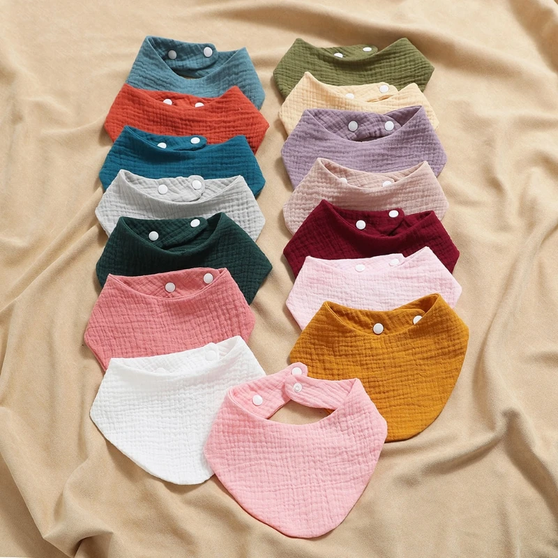 Baby Infant Cotton Bib Solid Color Scarf Feeding Saliva Towel Bandana Burp Cloth Boy Girl Babies Accessories Newborn - Image 2