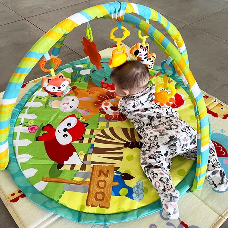 Baby Play Gym Play Mat Tummy Time Fitness Frame Activity Rack with 5 Detachable Toys Newborn Sensory Skill Development Kids Rug - Image 2