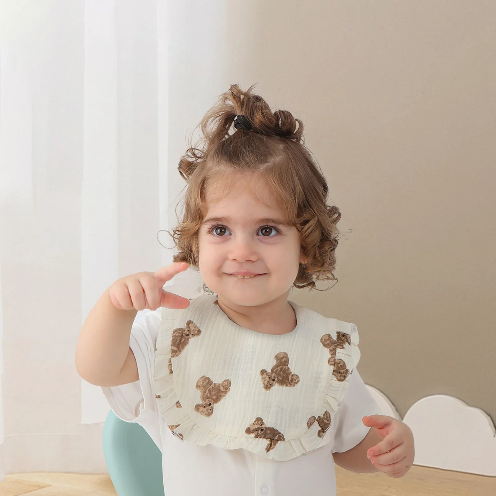 Baby Saliva Towel Infants Feeding Drool Bib lace Floral Soft Cotton Burp Cloth for Newborn Breathable Kids Bibs with Ruffle - Image 2