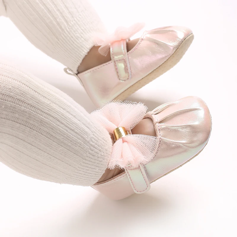 Ballet Princess Baby Shoes 0-18M Infant Pre-Walker Shoes Tulle Bow Decor Soft Sole Footwear - Image 6