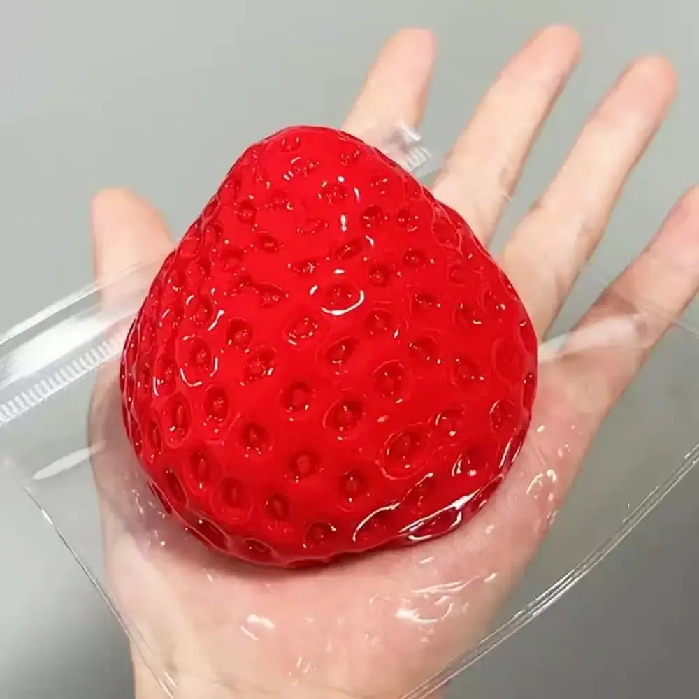 Big Strawberry Squeeze Taba Squishy Toy Kawaii Red Pink Squishies Fidget Toy Fruits Vegetables Soft Girl Birthday Gift Toy - Image 2