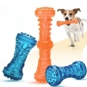 Bite Resistant Dog Chew Toy - Sturdy Rubber Toothbrush Bone Interactive Puppy Game Chewy Dog Bone for Teething Puppies