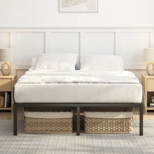 Black Metal Bed Frame, 33cm High with Spacious Underbed Storage, Steel Slat Support, Easy Assembly, Noise-Free, No Box Spring