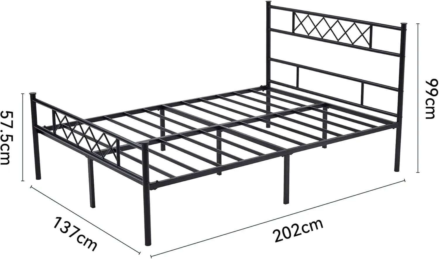 Black Metal Bed Frame with Headboard and Footboard, Modern Design, Underbed Storage Space-Felix - Image 2