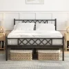 Black Metal Bed Frame with Headboard and Footboard, Modern Design, Underbed Storage Space-Felix