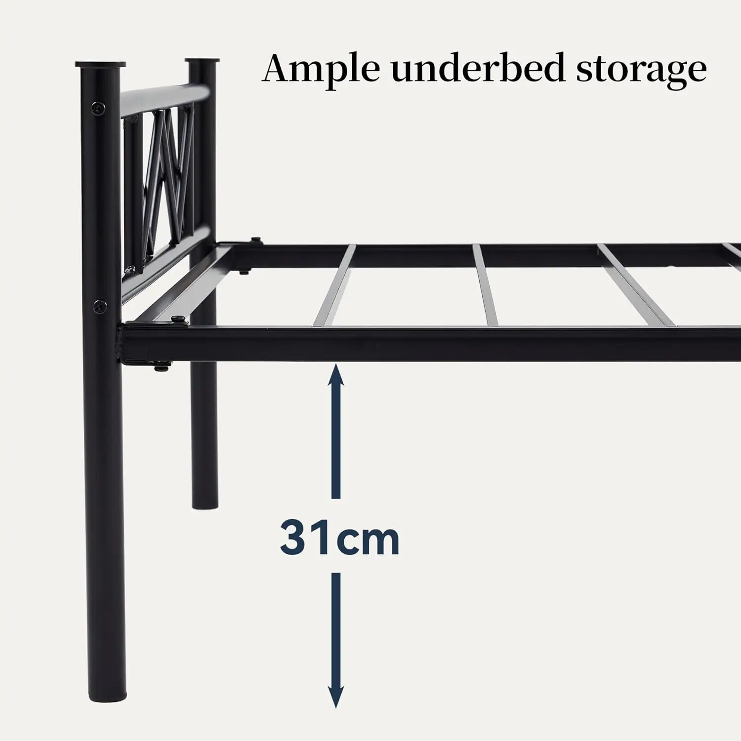 Black Metal Bed Frame with Headboard and Footboard, Modern Design, Underbed Storage Space-Felix - Image 6