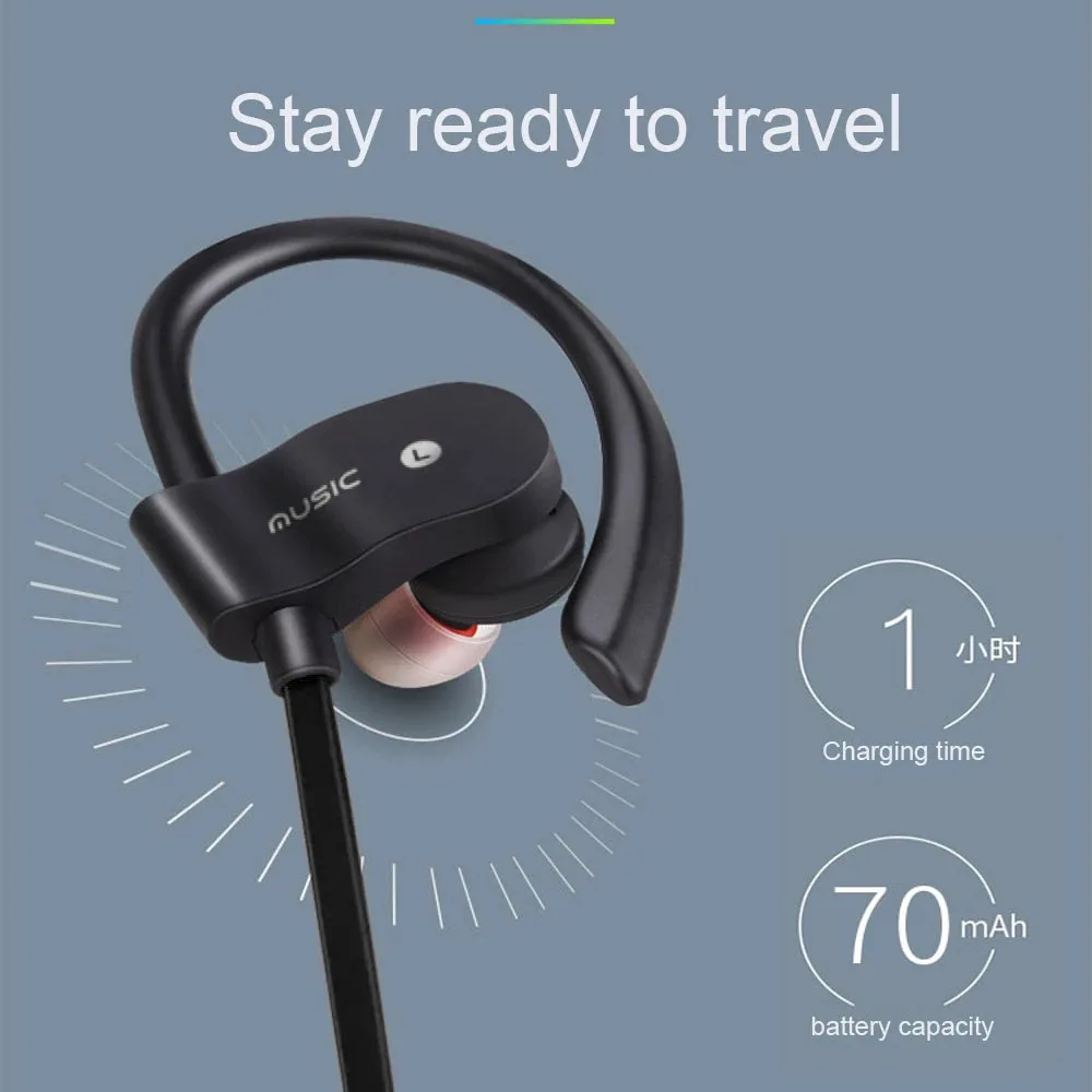 Bluetooth Headphone Wireless Earphones Waterproof Music Bluetooth Sport Earphone Stereo bass Headset with Mic for All Smartphone - Image 3