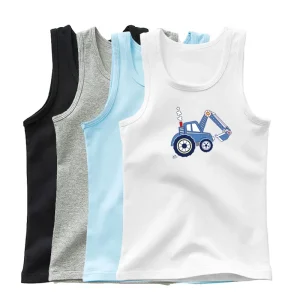 Boy Excavator Print Sleeveless T Shirt Children Construction Cars Tank Tops Boy&Girl Funny Gift Vest Present Boy Clothes