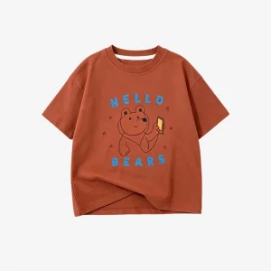 Boys Girls Lovely TShirt Fashion Casual Clothes Crewneck Tees Kids Printing Tops Children Loose Thin Tees Pure Cotton Clothing