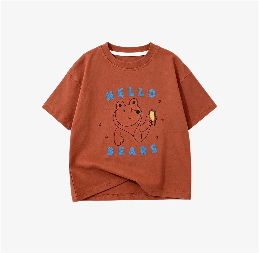 Boys Girls Lovely TShirt Fashion Casual Clothes Crewneck Tees Kids Printing Tops Children Loose Thin Tees Pure Cotton Clothing