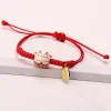 Bracelet Simple Cute Ceramic Lucky Cat Hand-woven Red Colors Rope Bangle Women Girls Jewelry Gift
