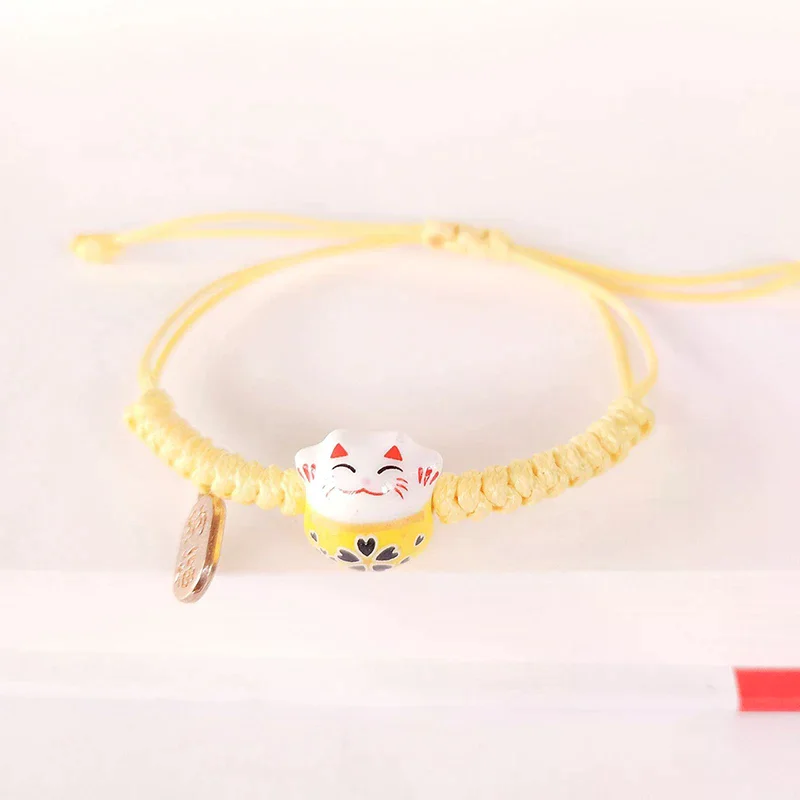 Bracelet Simple Cute Ceramic Lucky Cat Hand-woven Red Colors Rope Bangle Women Girls Jewelry Gift - Image 3