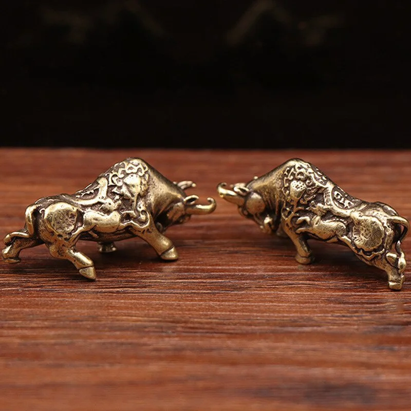 Brass Lucky Bullfighting Statue Home Decoration Ornaments Copper Animal Miniature Figurine Bring Wealth Office Desk Decor Crafts - Image 2