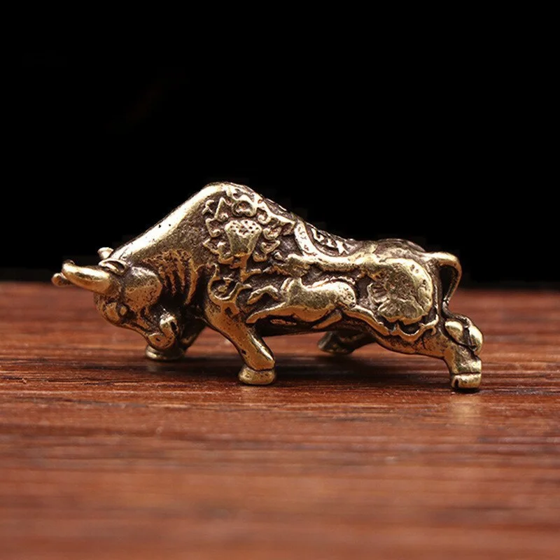 Brass Lucky Bullfighting Statue Home Decoration Ornaments Copper Animal Miniature Figurine Bring Wealth Office Desk Decor Crafts - Image 3