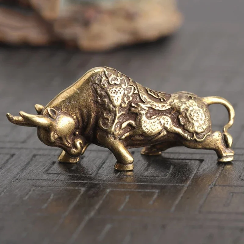 Brass Lucky Bullfighting Statue Home Decoration Ornaments Copper Animal Miniature Figurine Bring Wealth Office Desk Decor Crafts - Image 4