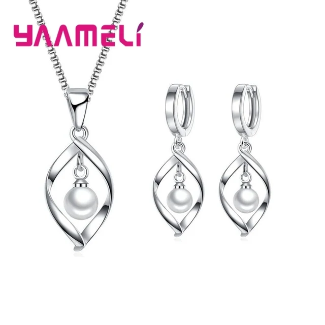 CZ Necklace Earring Bridal Jewelry Sets Wholesale S925 Sterling Silver Shining Cubic Zirconia Water Drop Wedding Engagement - Image 6