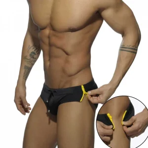 Can Open Zipper Men's Swim Briefs Beach Pants Surfing Bathing Suit Low-waist Sexy Swimwear Padded Push-up Swimming Swimsuits