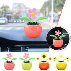 Car Dashboard Ornament Shake Head Sun Flower Lights Ornaments Dancing Sunflower Toy Sunflower Decoration Solar Solar Car