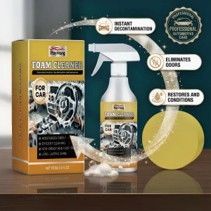 Car Foam Cleaner Spray 120ml with Sponge Stain & Odor Remover for Auto Interior/Exterior, Non-greasy Dust-Free Maintenance Spray