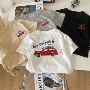Car Pattern Boys T-shirts New Design Children's Clothes Summer Printed Short Sleeve Tops Kids Tees Loose Casual Toddler Tshirt