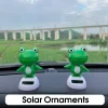 Car Solar Powered Shaking Head Frog Ornament Car Cartoon Big Eyed Frog Doll Decoration Funny Creative Interior Accessories