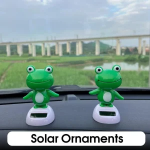Car Solar Powered Shaking Head Frog Ornament Car Cartoon Big Eyed Frog Doll Decoration Funny Creative Interior Accessories