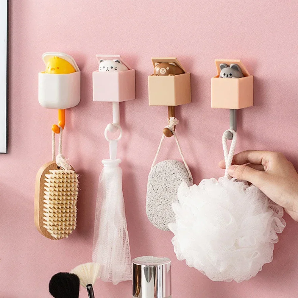 Cartoon Cat Hook Self Adhesive Dormitory Bedroom Door Hanger for Key Umbrella Towel Cap Coat Rack Wall Animal Decor No Drilling - Image 3
