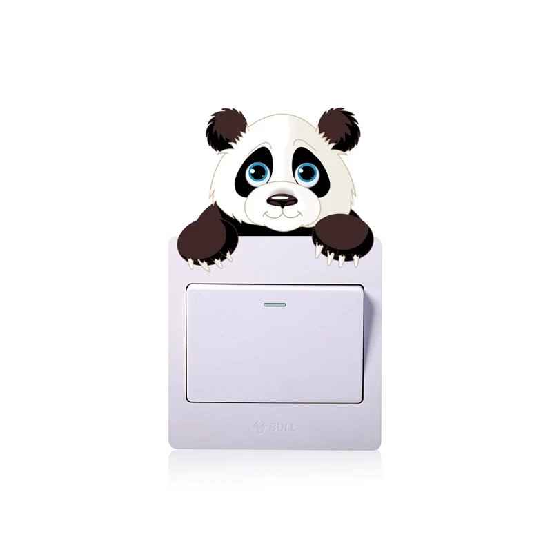 Cartoon Cute Elephant Kitten Panda Socket Switch Wall Sticker Vinyl Decals For Home Decor Lovely Animals Stickers Removable - Image 5