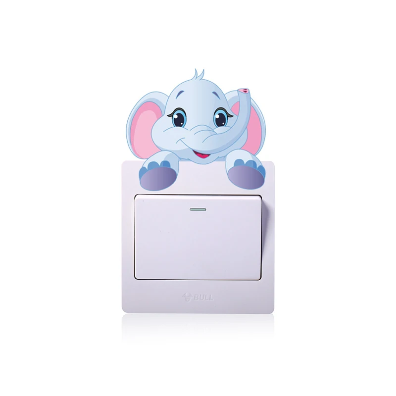 Cartoon Cute Elephant Kitten Panda Socket Switch Wall Sticker Vinyl Decals For Home Decor Lovely Animals Stickers Removable - Image 6