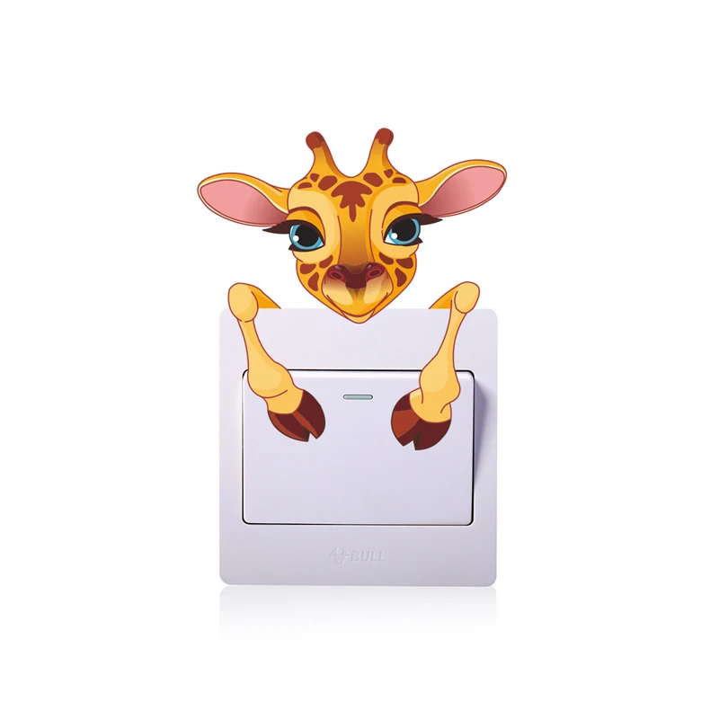 Cartoon Cute Elephant Kitten Panda Socket Switch Wall Sticker Vinyl Decals For Home Decor Lovely Animals Stickers Removable - Image 4