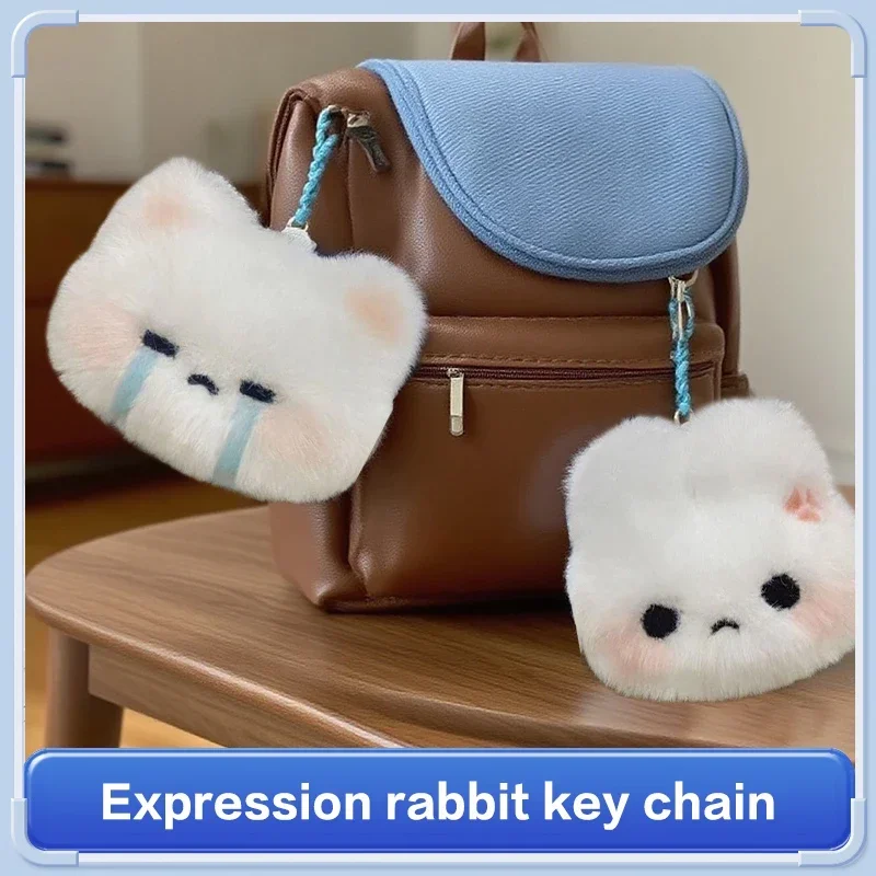 Cartoon Cute Expression Rabbit Plush Keychain Kawaii Doll Pendant Backpack Hanging Decoration Jewelry Accessories For Girls Gift - Image 3