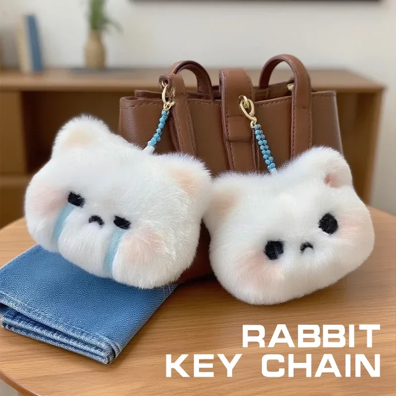 Cartoon Cute Expression Rabbit Plush Keychain Kawaii Doll Pendant Backpack Hanging Decoration Jewelry Accessories For Girls Gift - Image 5